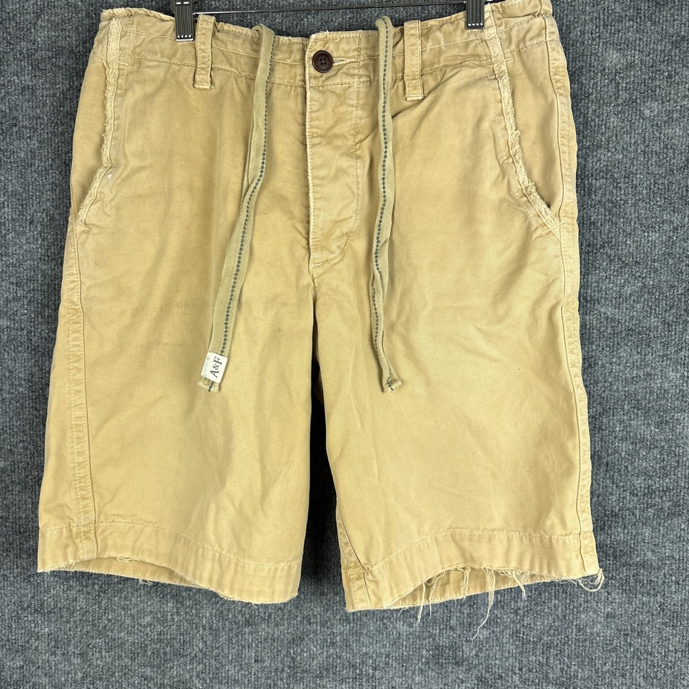 Y2K Abercrombie & Fitch Drawstring Khaki Chino Shorts Mens 30‎ (Fits Up To 34")